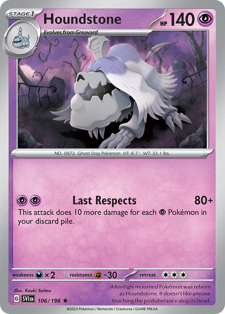 Houndstone 106/198 Rare Scarlet & Violet Pokémon card