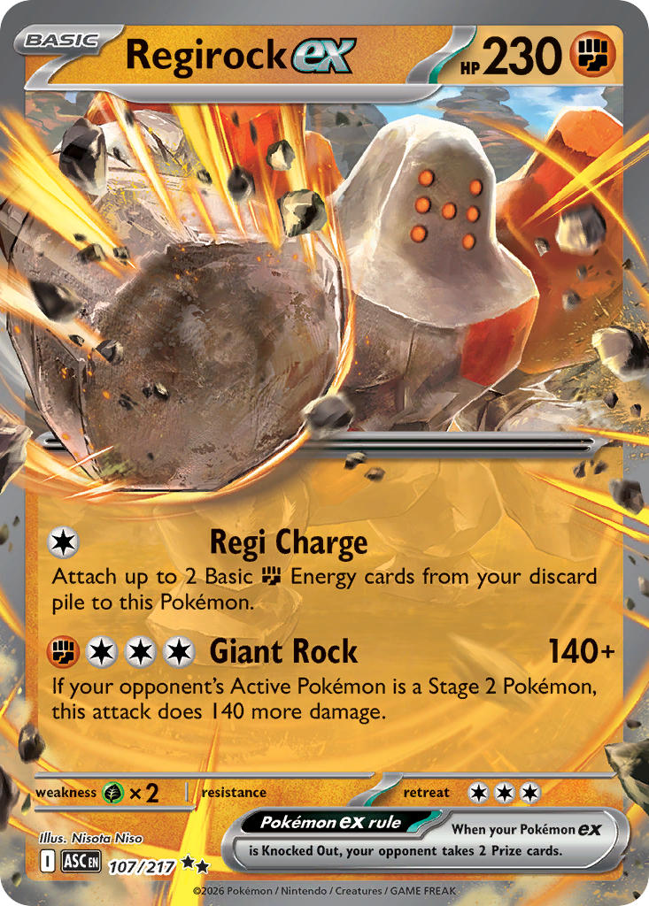 Regirock EX 107/217 Double Rare Ascended Heroes Pokémon card