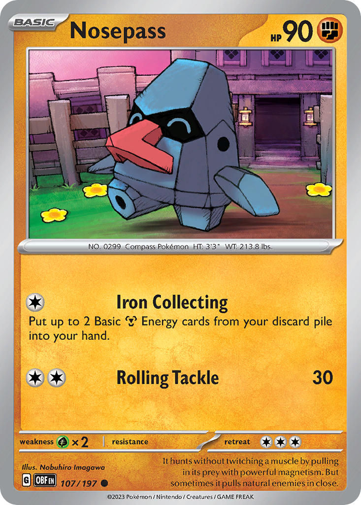 Nosepass 107/197 Common Obsidian Flames Pokémon card