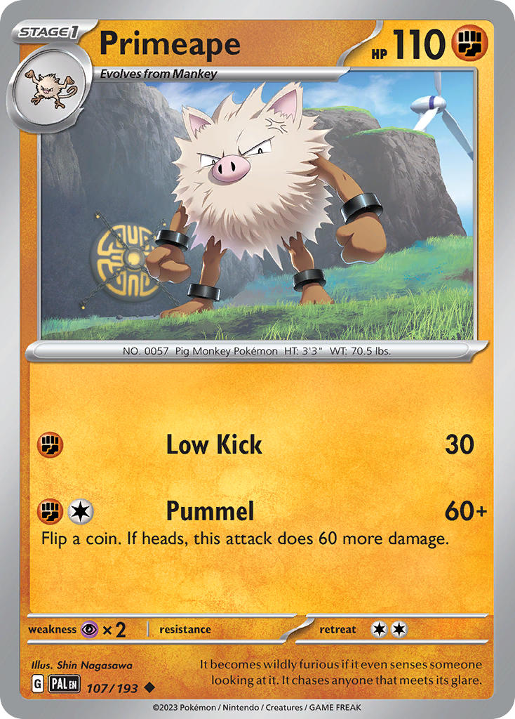 Primeape 107/193 Uncommon Paldea Evolved Pokémon card