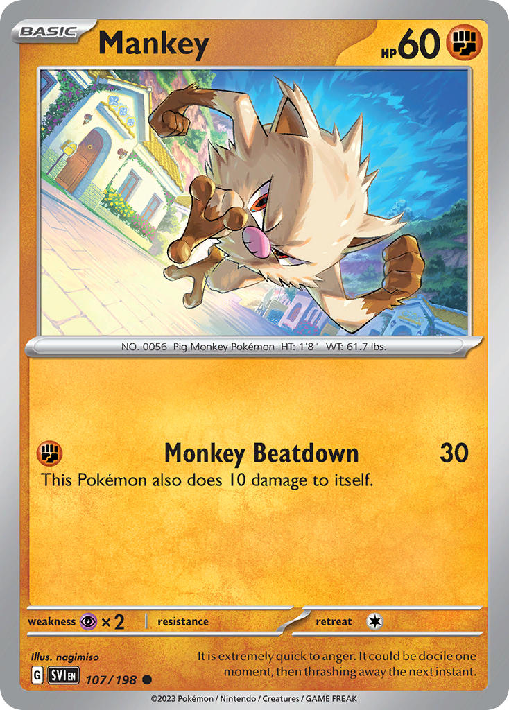 Mankey 107/198 Common Scarlet & Violet Pokémon card