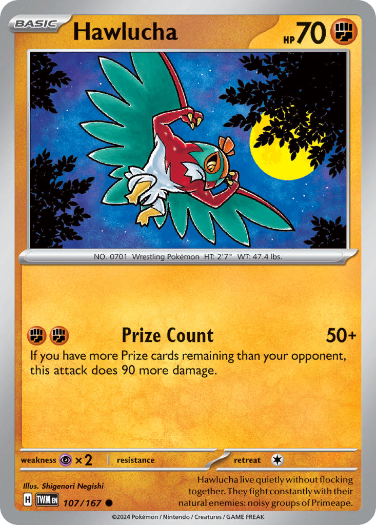 Hawlucha 107/167 Uncommon Twilight Masquerade Pokémon card
