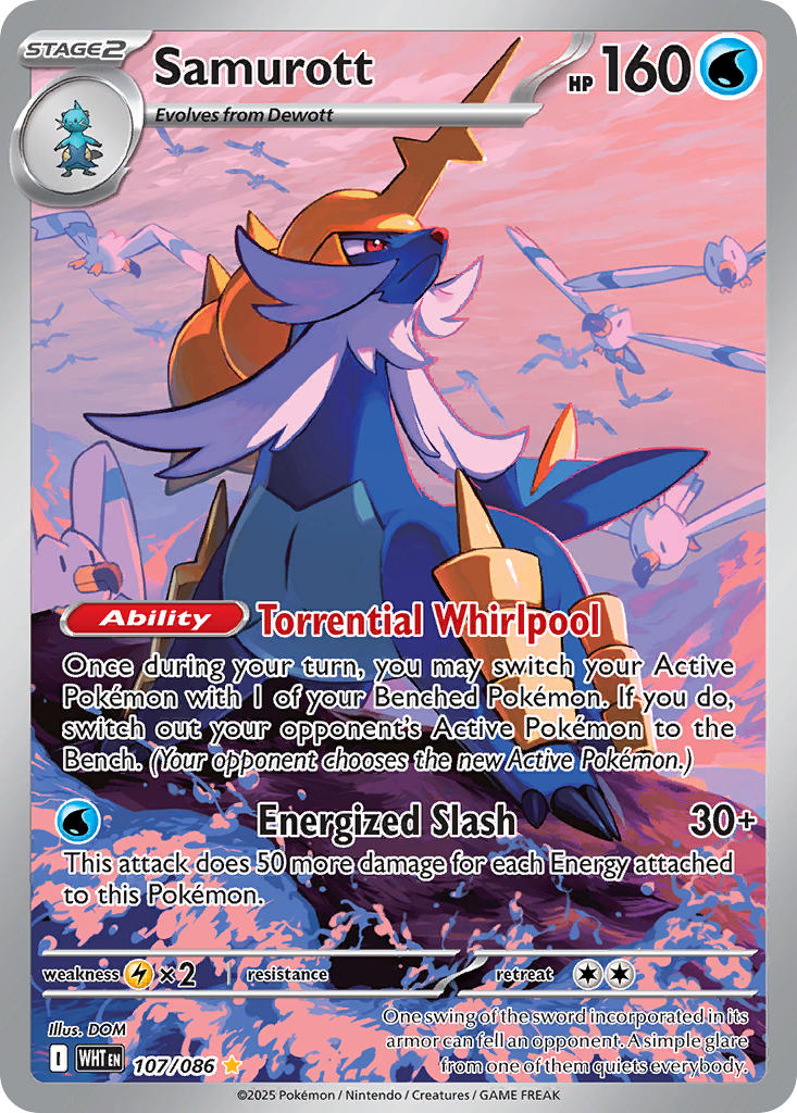 Samurott 107/086 Illustration Rare White Flare Pokémon card