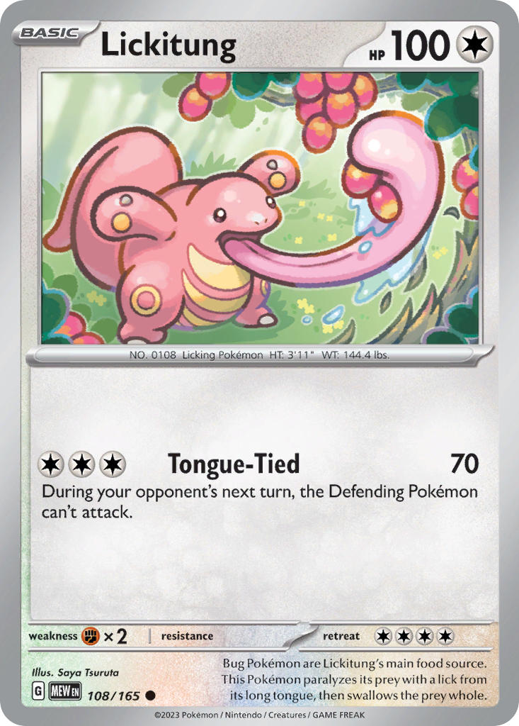 Lickitung 108/165 Common 151 Pokémon card