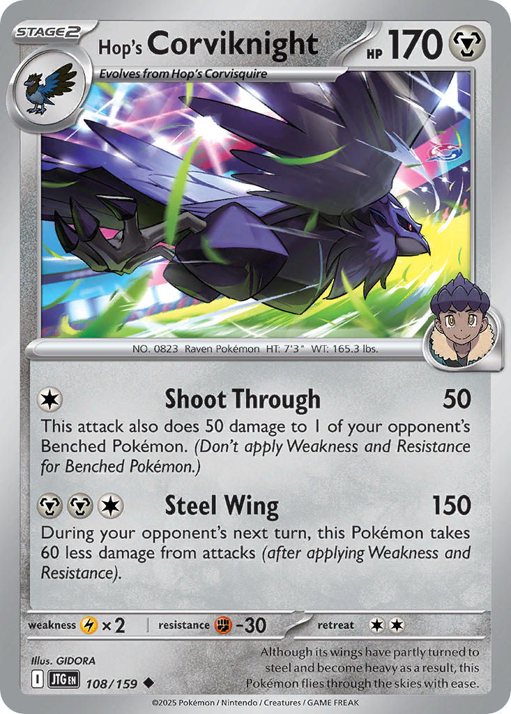 Hop's Corviknight 108/159 Rare Journey Together Pokémon card