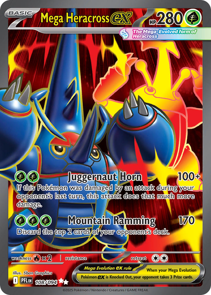 Mega Heracross EX 108/094 Ultra Rare Phantasmal Flames Pokémon card