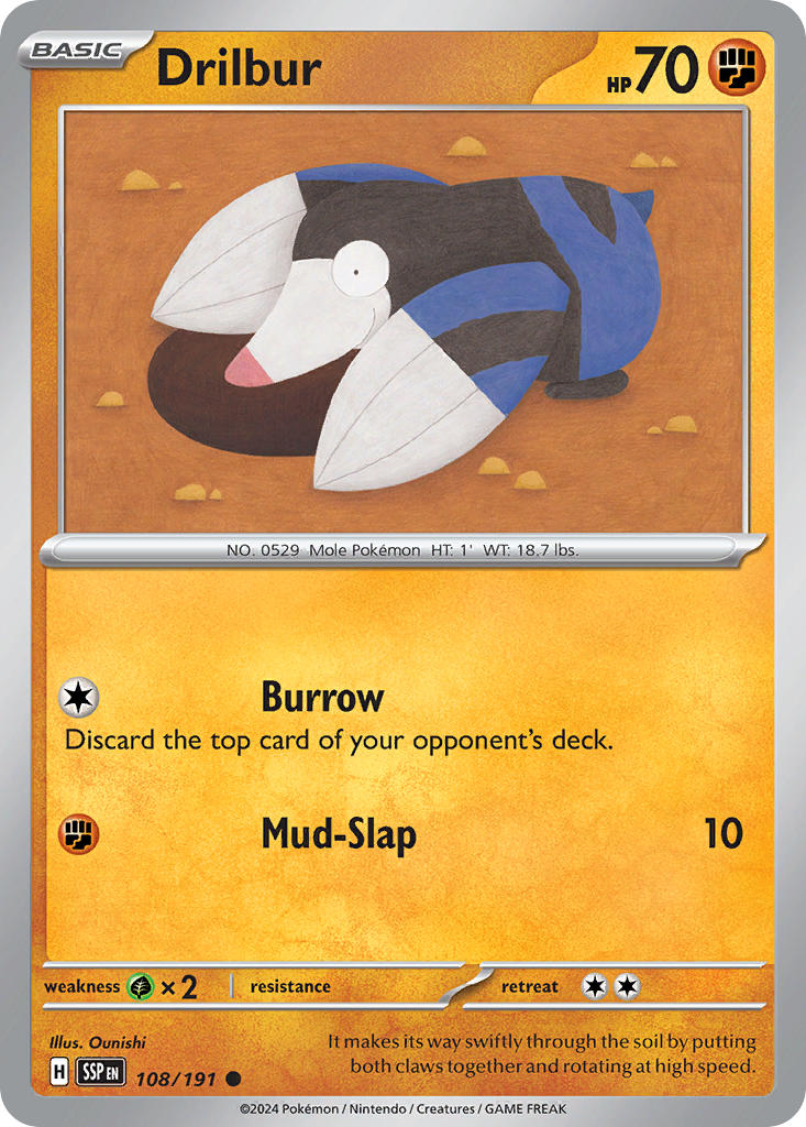 Drilbur 108/191 Common Surging Sparks Pokémon card