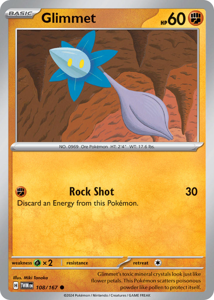 Glimmet 108/167 Common Twilight Masquerade Pokémon card