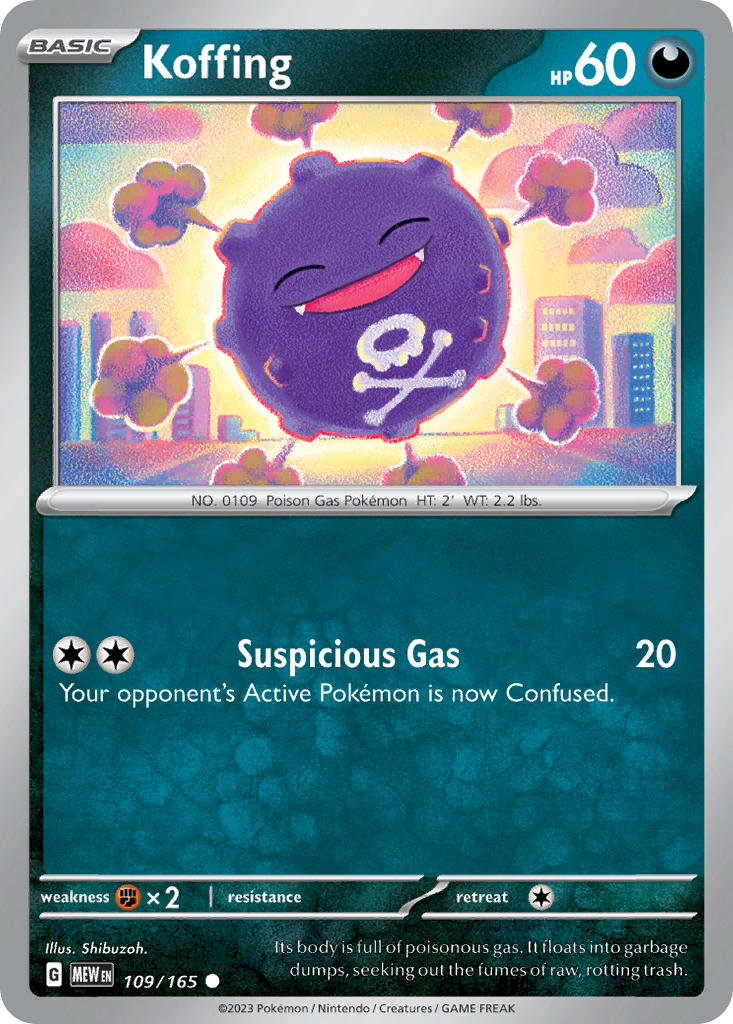 Koffing 109/165 Common 151 Pokémon card