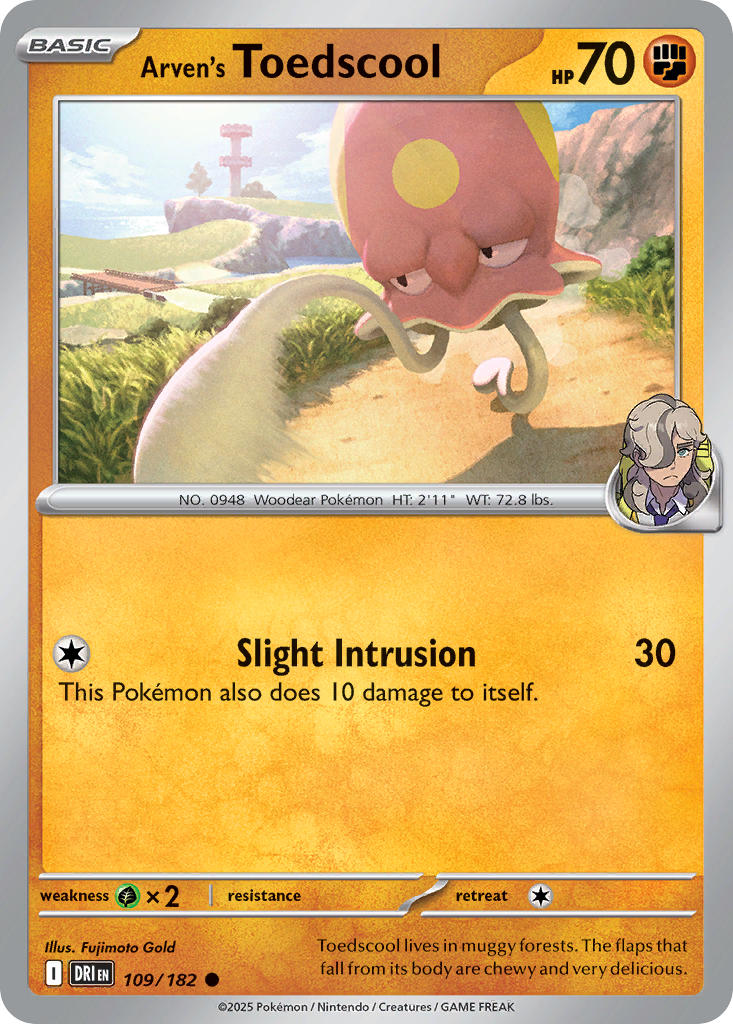 Arven's Toedscool 109/182 Common Destined Rivals Pokémon card