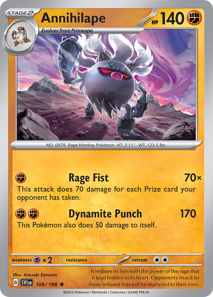 Annihilape 109/198 Rare Scarlet & Violet Pokémon card