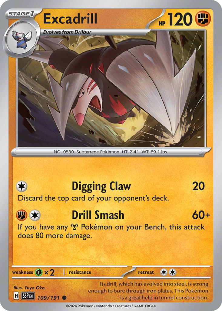 Excadrill 109/191 Common Surging Sparks Pokémon card