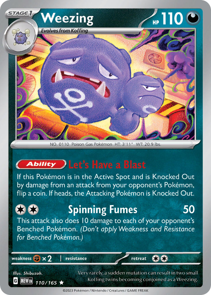 Weezing 110/165 Rare 151 Pokémon card