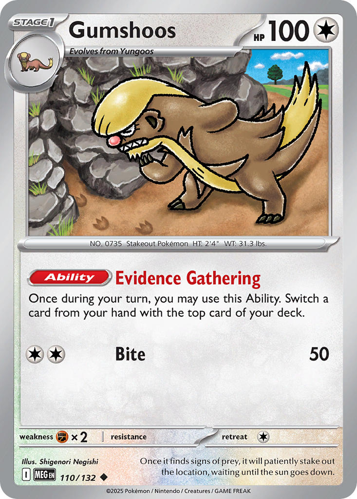 Gumshoos 110/132 Uncommon Mega Evolution Pokémon card