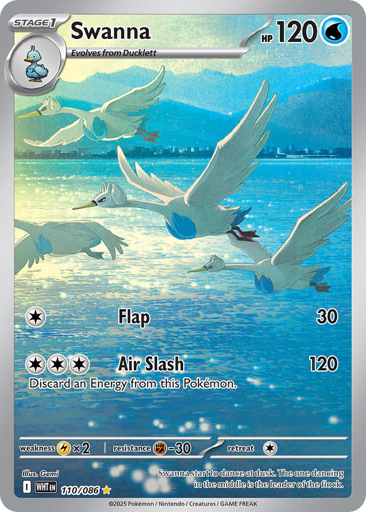 Swanna 110/086 Illustration Rare White Flare Pokémon card