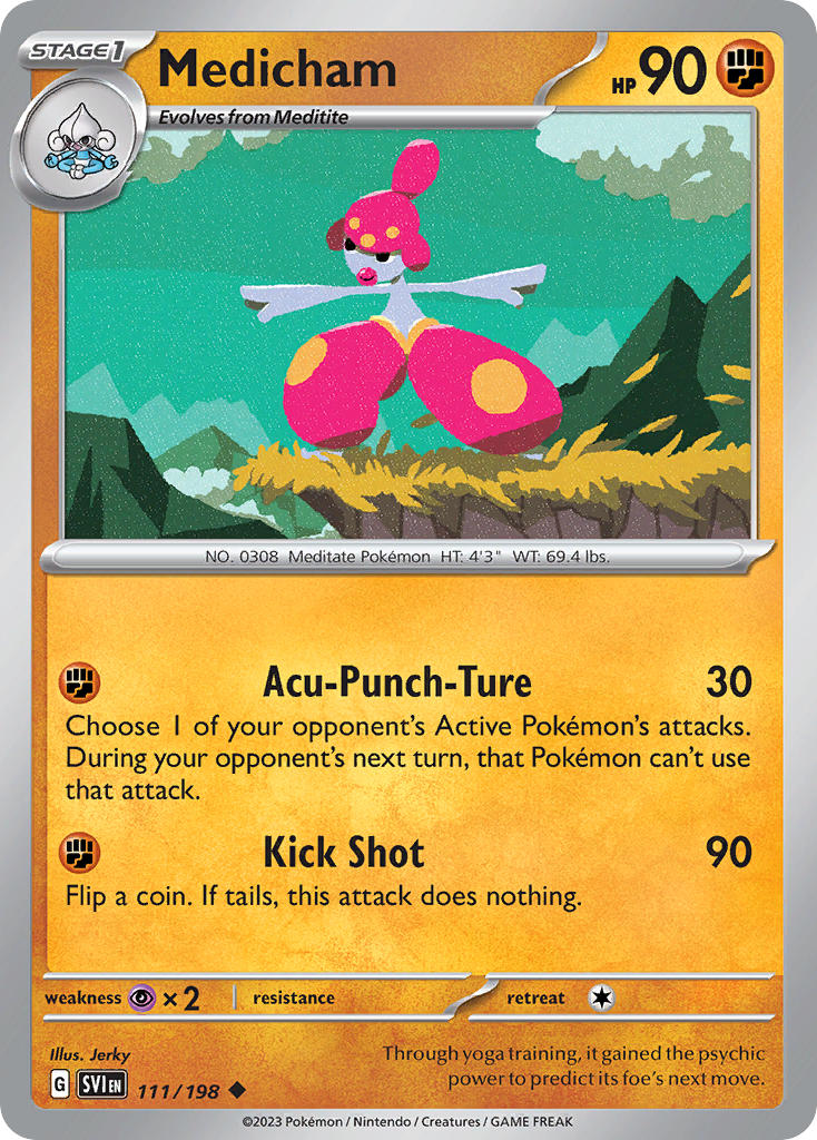 Medicham 111/198 Uncommon Scarlet & Violet Pokémon card