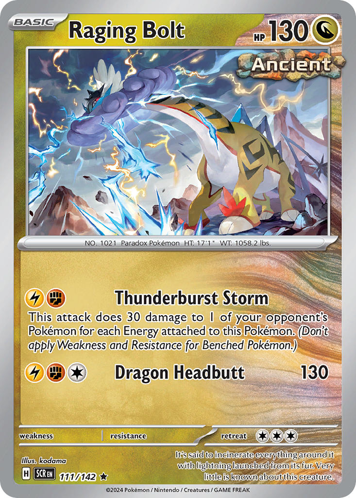 Raging Bolt 111/142 Rare Stellar Crown Pokémon card