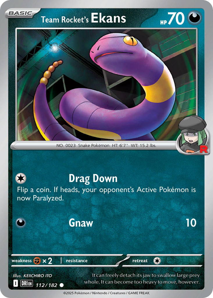 Team Rocket's Ekans 112/182 Common Destined Rivals Pokémon card