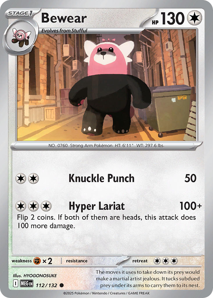 Bewear 112/132 Uncommon Mega Evolution Pokémon card