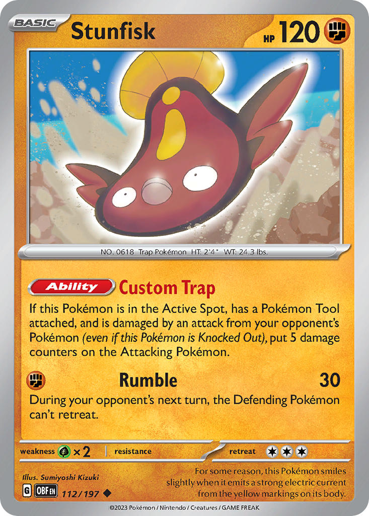 Stunfisk 112/197 Uncommon Obsidian Flames Pokémon card