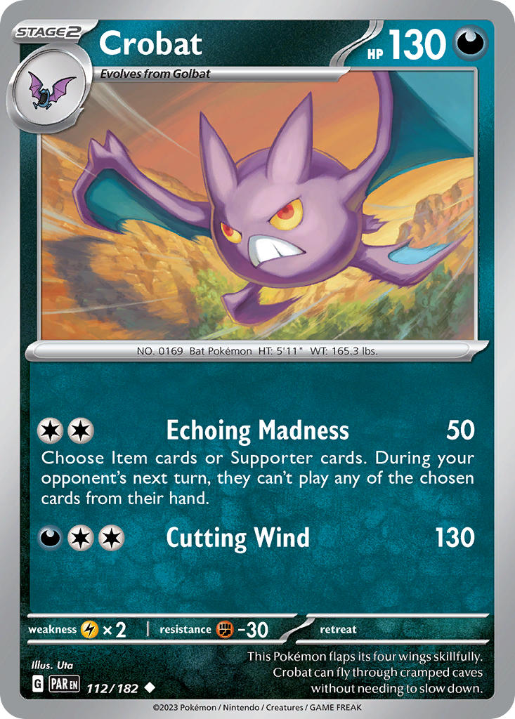 Crobat 112/182 Uncommon Paradox Rift Pokémon card