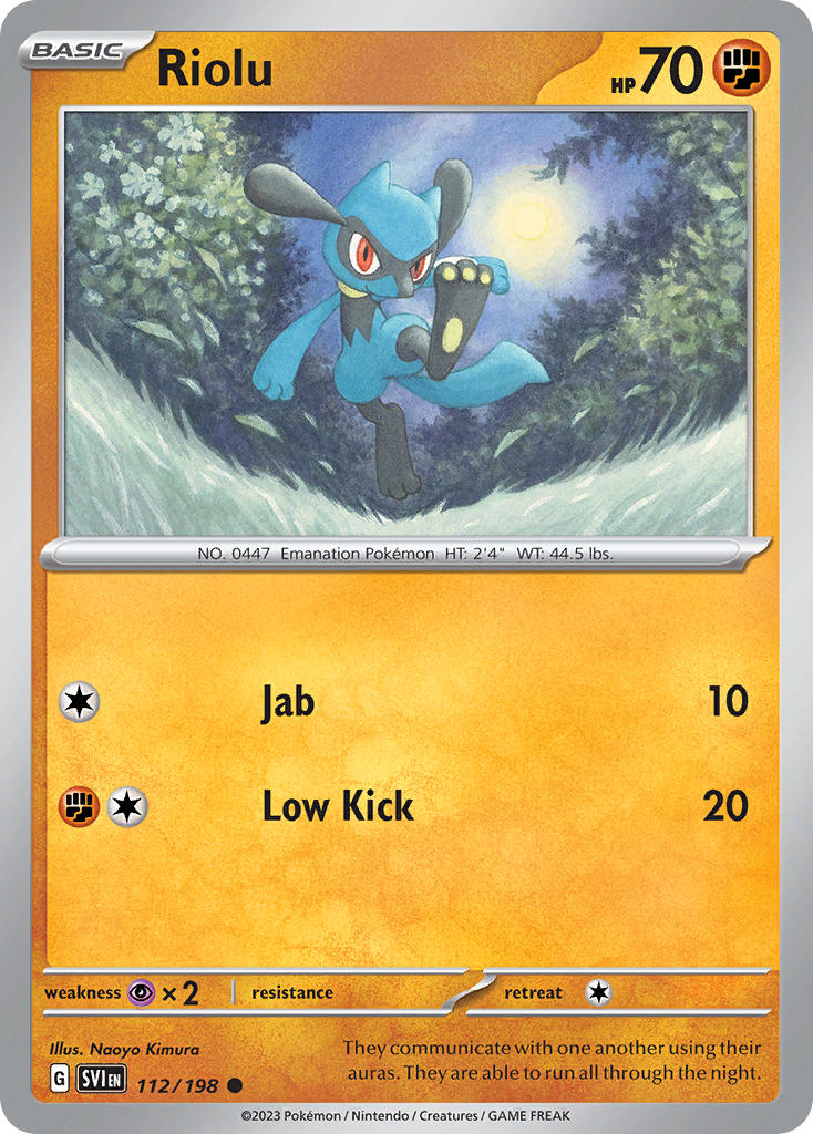 Riolu 112/198 Common Scarlet & Violet Pokémon card