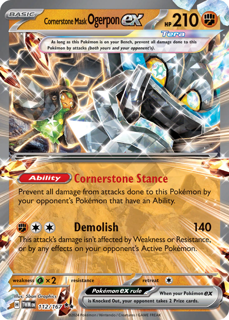 Cornerstone Mask Ogerpon EX 112/167 Double Rare Twilight Masquerade Pokémon card