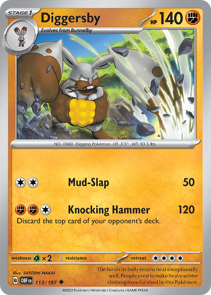 Diggersby 113/197 Uncommon Obsidian Flames Pokémon card
