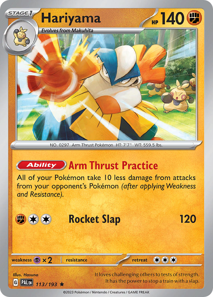 Hariyama 113/193 Rare Paldea Evolved Pokémon card