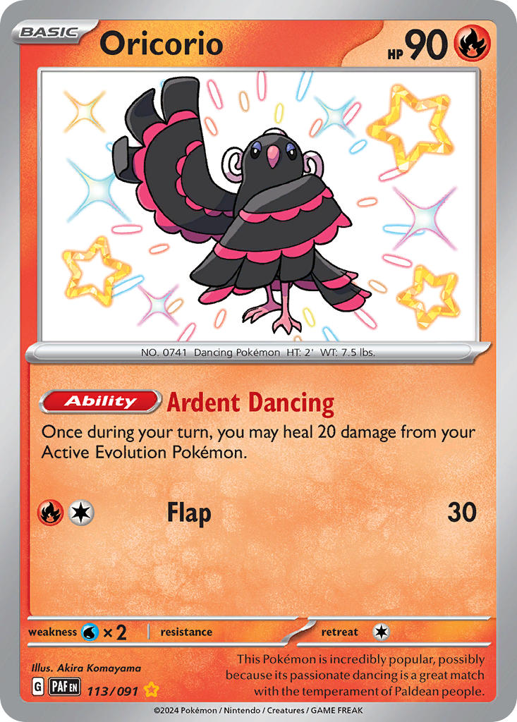 Oricorio 113/091 Shiny Rare Paldean Fates Pokémon card