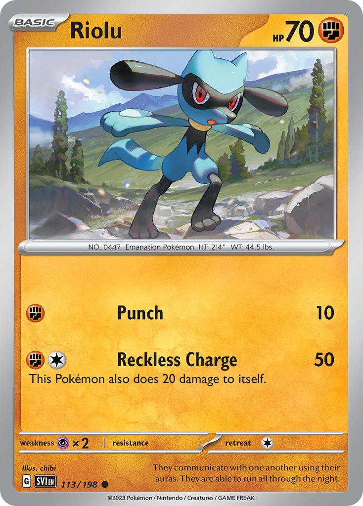 Riolu 113/198 Common Scarlet & Violet Pokémon card