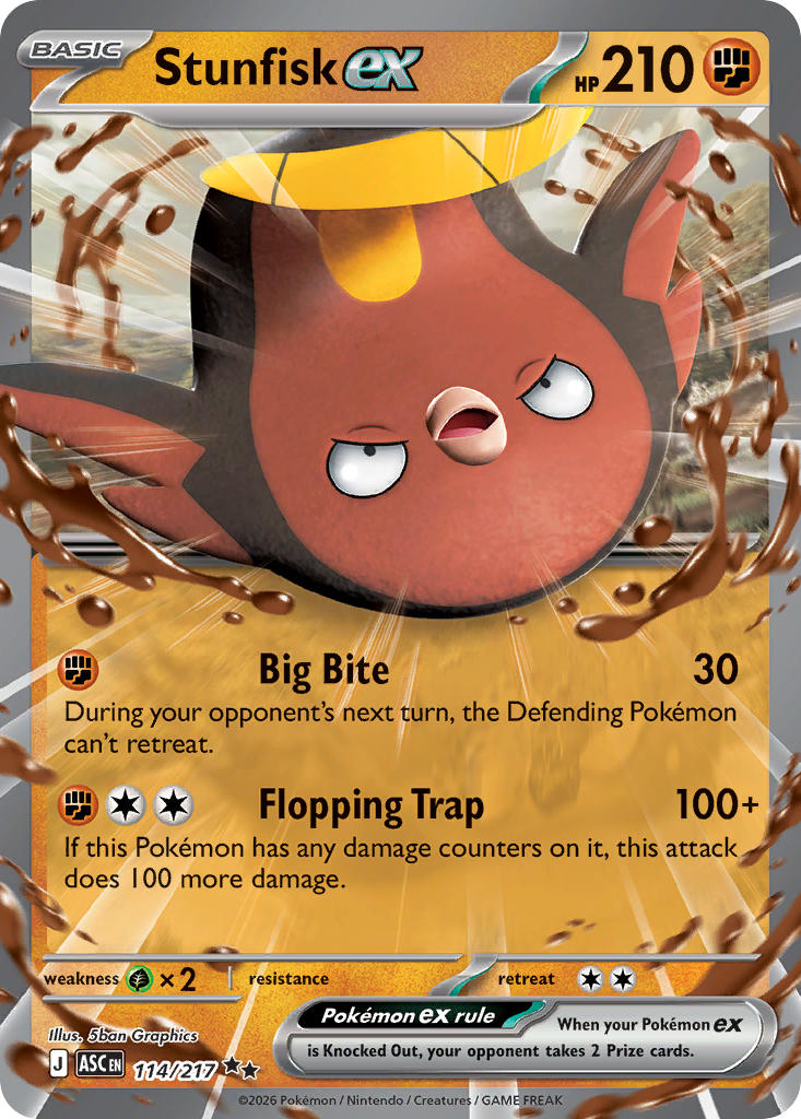 Stunfisk EX 114/217 Double Rare Ascended Heroes Pokémon card