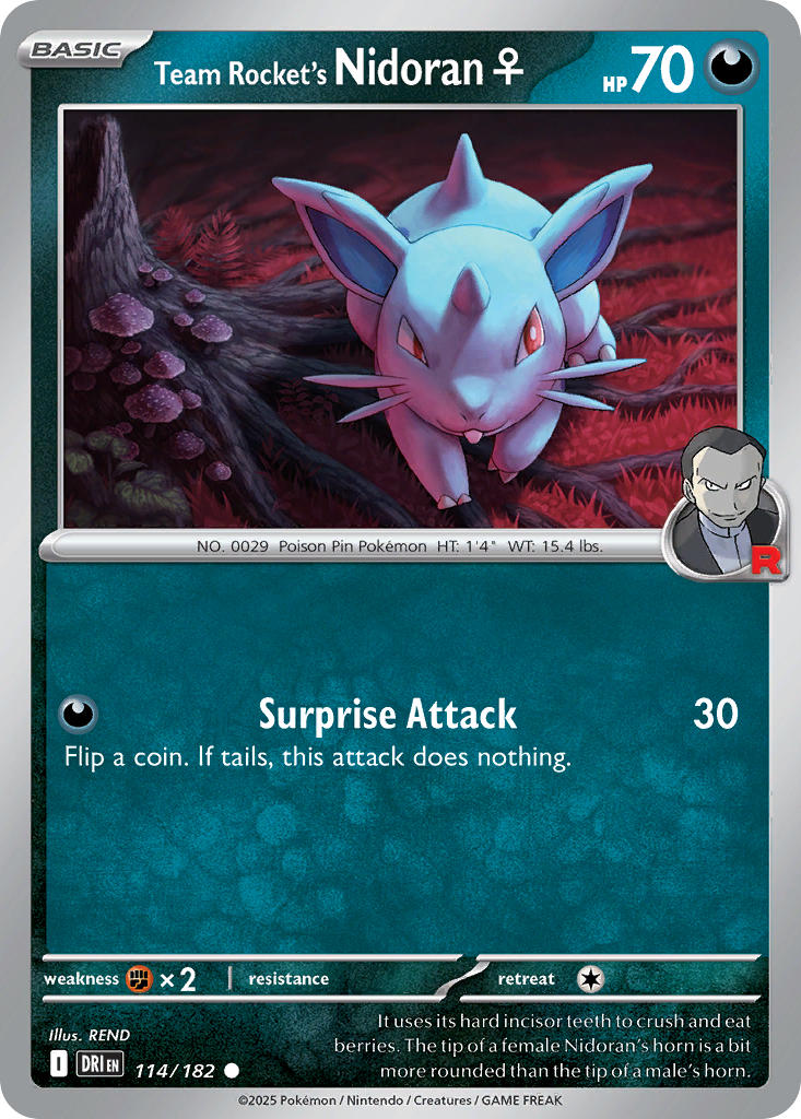 Team Rocket's Nidoran♀ 114/182 Common Destined Rivals Pokémon card