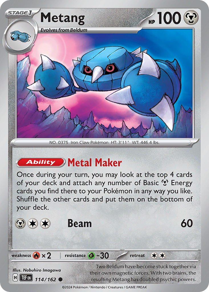 Metang 114/162 Uncommon Temporal Forces Pokémon card