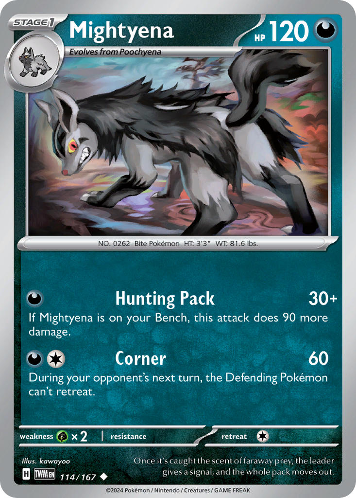 Mightyena 114/167 Uncommon Twilight Masquerade Pokémon card