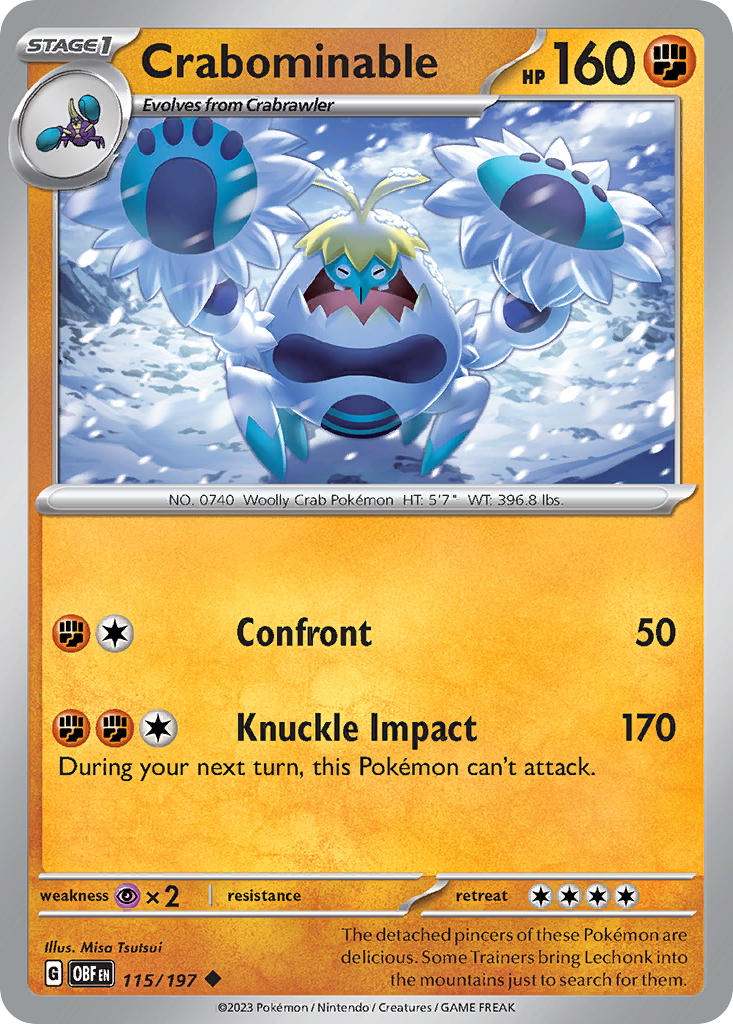 Crabominable 115/197 Uncommon Obsidian Flames Pokémon card