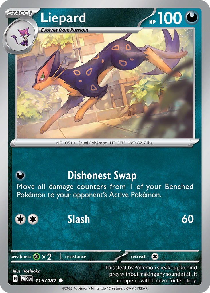 Liepard 115/182 Common Paradox Rift Pokémon card