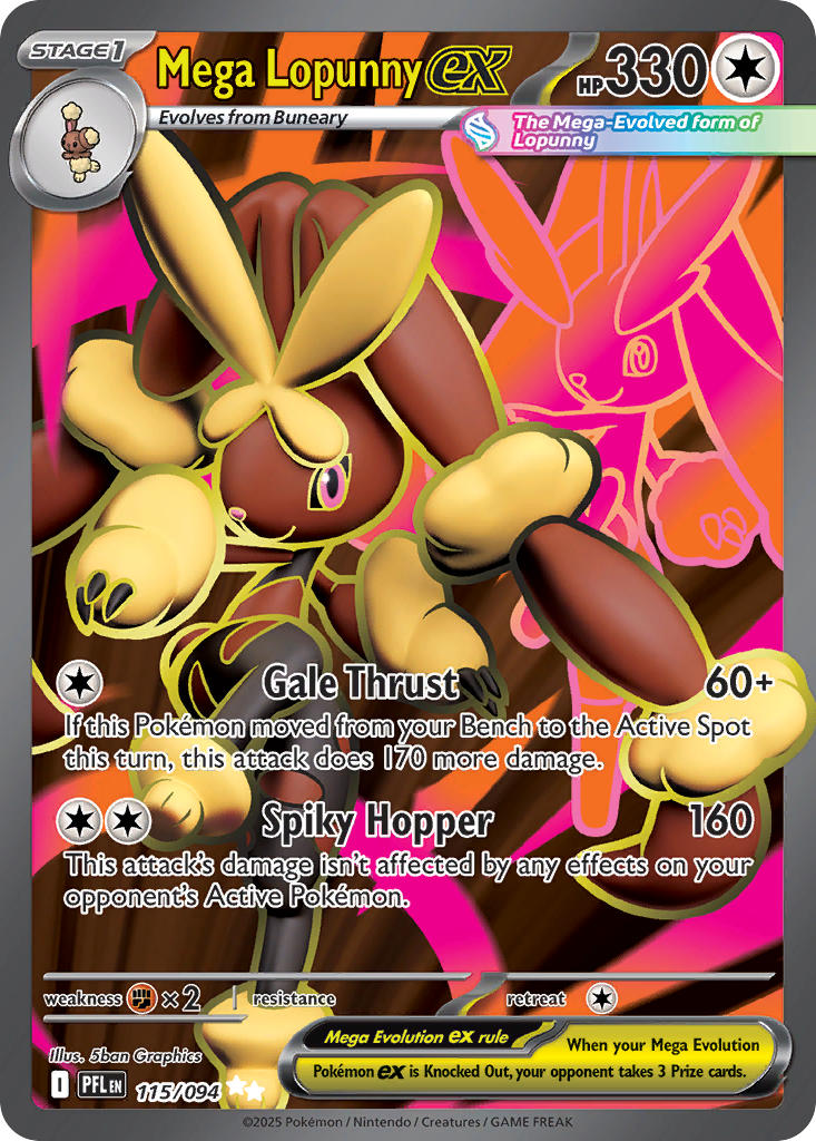 Mega Lopunny EX 115/094 Ultra Rare Phantasmal Flames Pokémon card