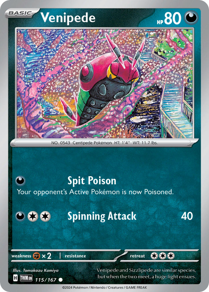 Venipede 115/167 Common Twilight Masquerade Pokémon card