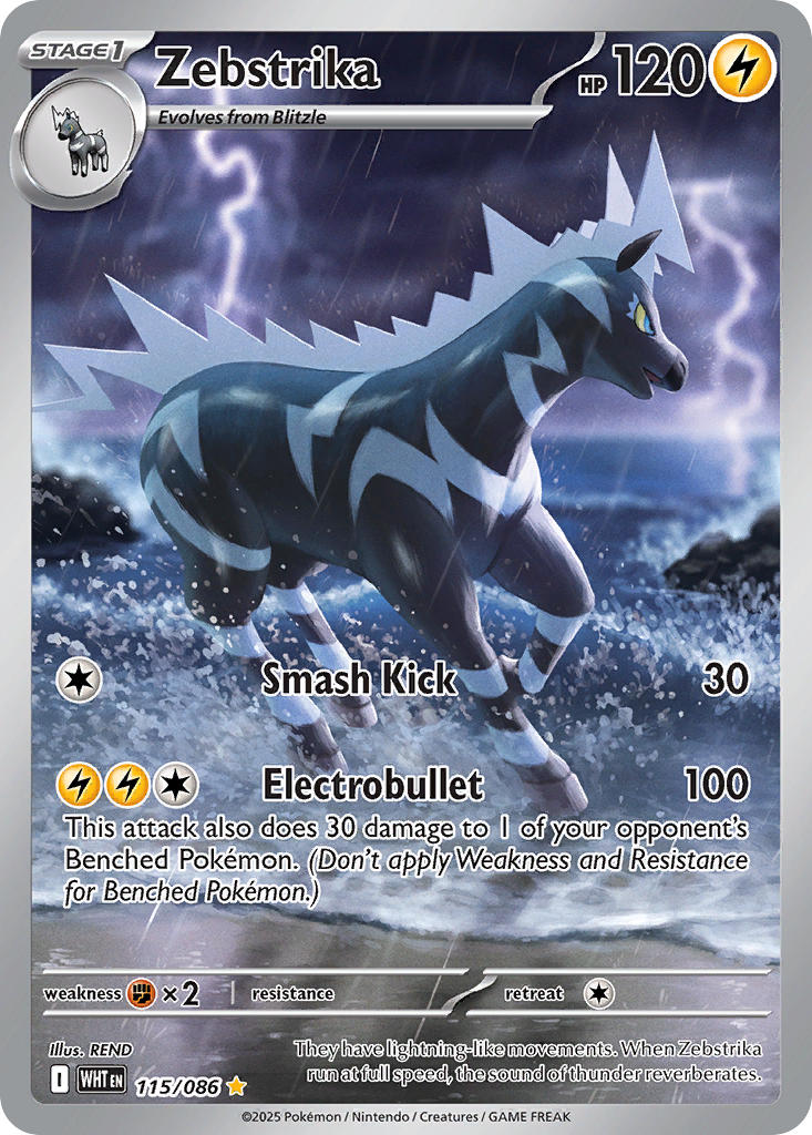 Zebstrika 115/086 Illustration Rare White Flare Pokémon card