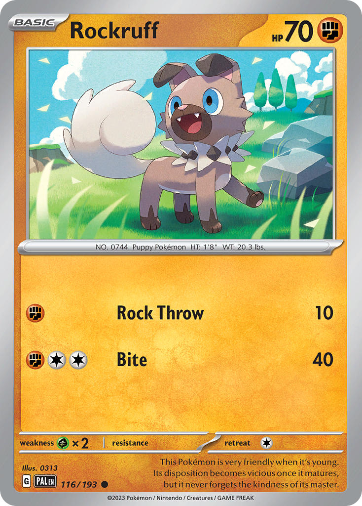 Rockruff 116/193 Common Paldea Evolved Pokémon card