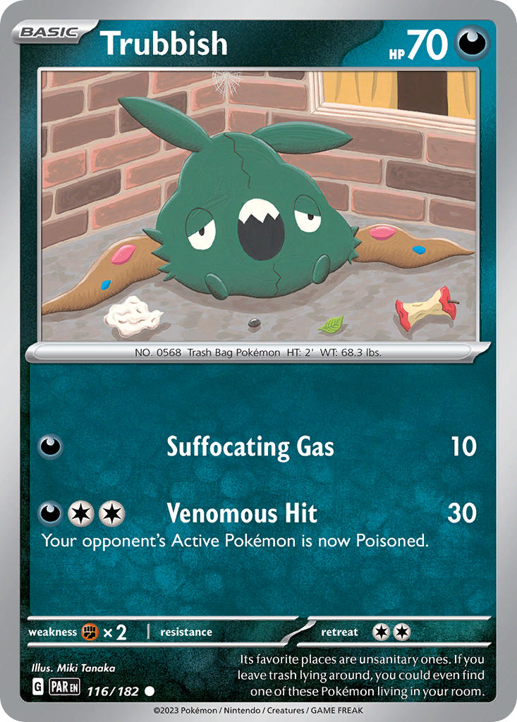 Trubbish 116/182 Common Paradox Rift Pokémon card