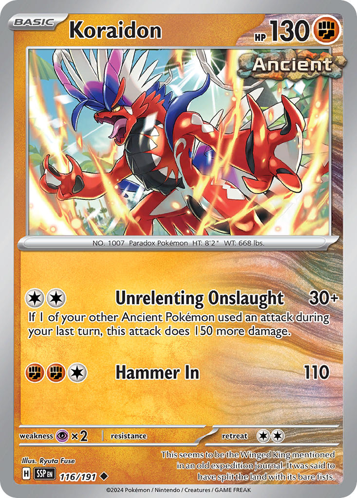 Koraidon 116/191 Rare Surging Sparks Pokémon card