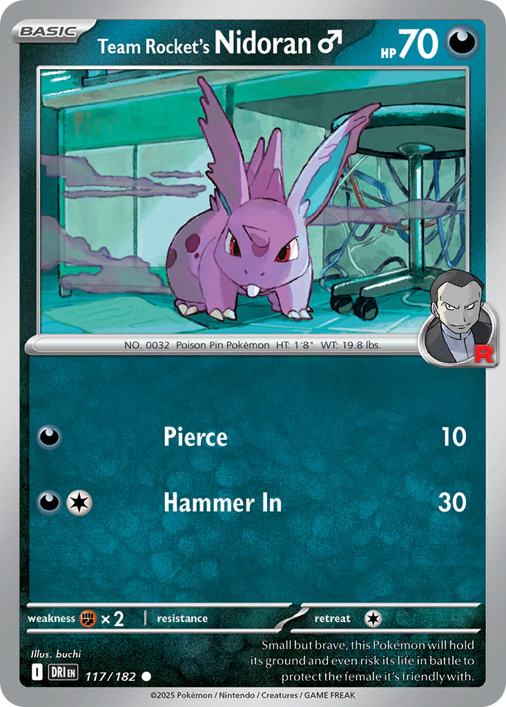 Team Rocket's Nidoran♂ 117/182 Common Destined Rivals Pokémon card