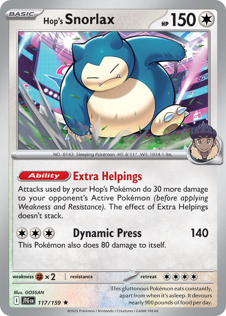 Hop's Snorlax 117/159 Common Journey Together Pokémon card