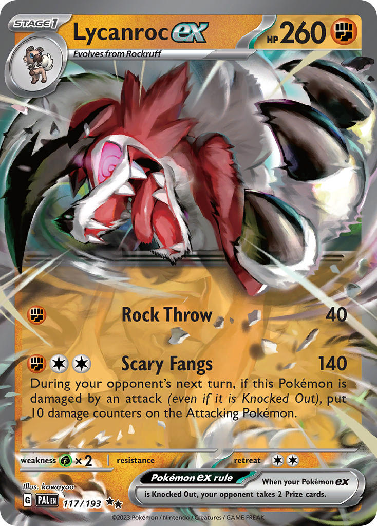 Lycanroc EX 117/193 Double Rare Paldea Evolved Pokémon card