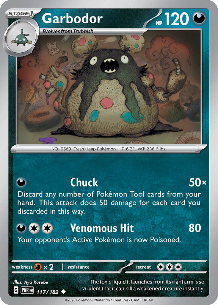 Garbodor 117/182 Uncommon Paradox Rift Pokémon card
