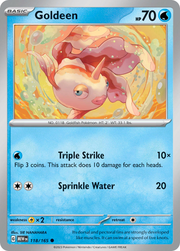 Goldeen 118/165 Common 151 Pokémon card