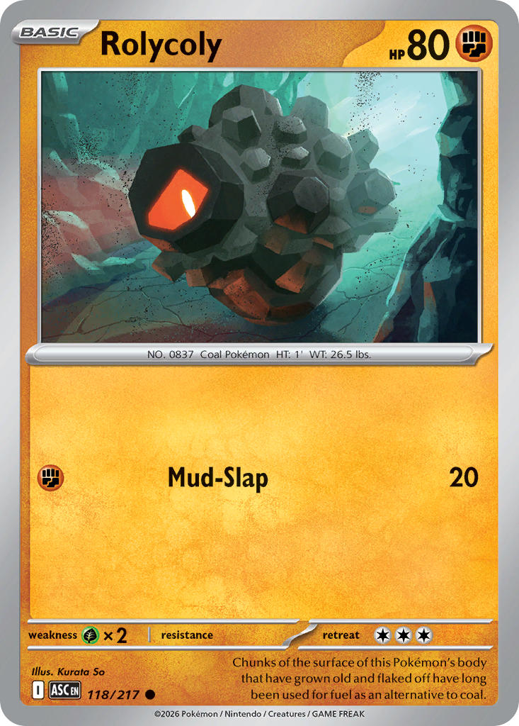 Rolycoly 118/217 Common Ascended Heroes Pokémon card
