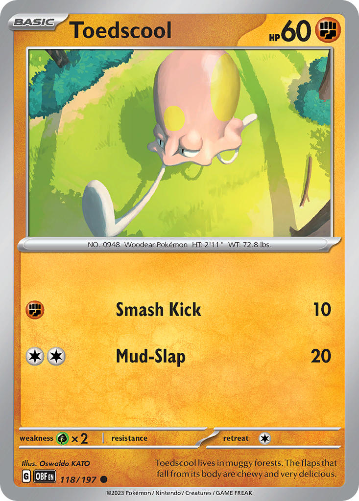 Toedscool 118/197 Common Obsidian Flames Pokémon card
